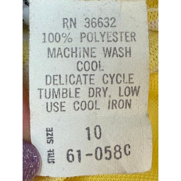 Vintage 1970s Yellow Stripe Polyester Double Knit Jumpsuit, Melissa Lane Size XS - Picture 6 of 6